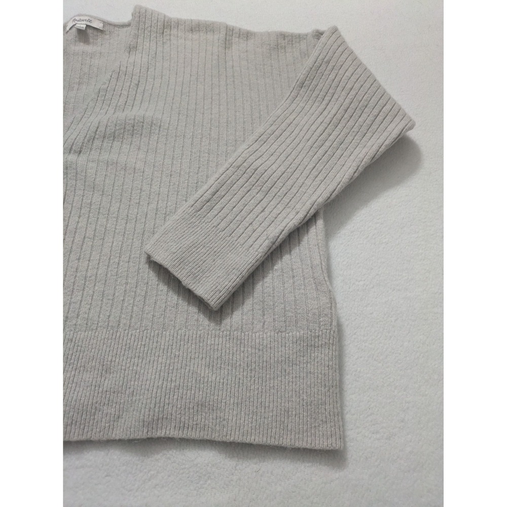 Madewell Sweater Small Gray Ribbed Button Front Cardigan V Neck Crop Alpaca Wool - Picture 8 of 11